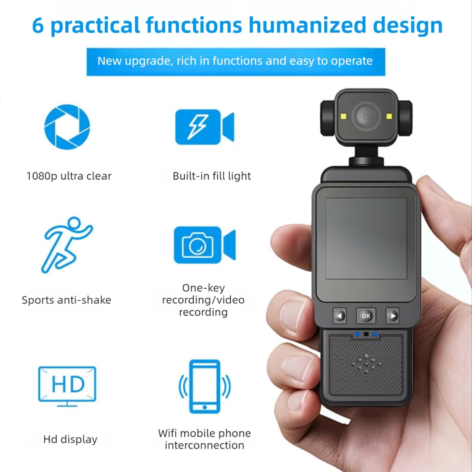 Handheld 180° Portable Action Camera
